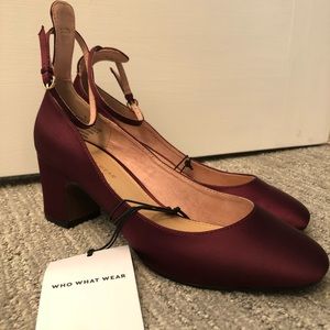 WhoWhatWear maryjane Satin Block Heels | Size 8